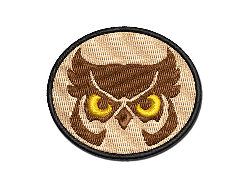 Great Horned Owl Head Multi-Color Embroidered Iron-On or Hook & Loop Patch Applique