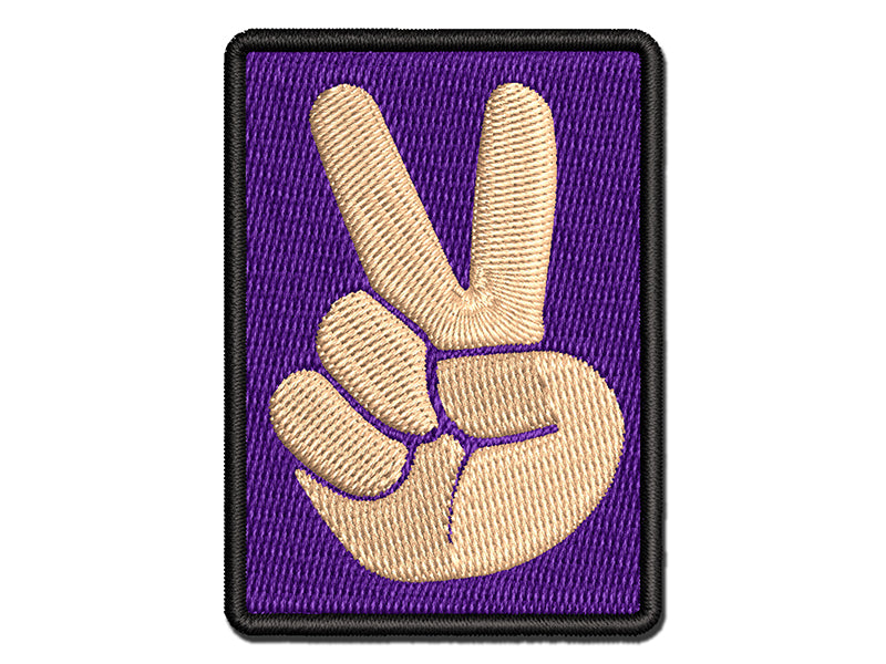 Peace Hand Sign Multi-Color Embroidered Iron-On or Hook & Loop Patch Applique