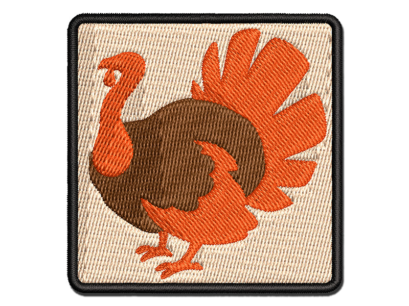 Turkey Silhouette Thanksgiving Multi-Color Embroidered Iron-On or Hook & Loop Patch Applique