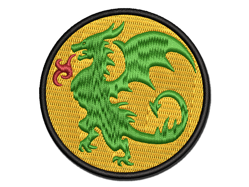 Wyvern Dragon Fantasy Silhouette Multi-Color Embroidered Iron-On or Hook & Loop Patch Applique