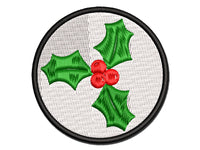 Christmas Holly Multi-Color Embroidered Iron-On or Hook & Loop Patch Applique