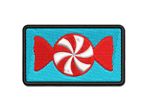 Peppermint Candy Multi-Color Embroidered Iron-On or Hook & Loop Patch Applique