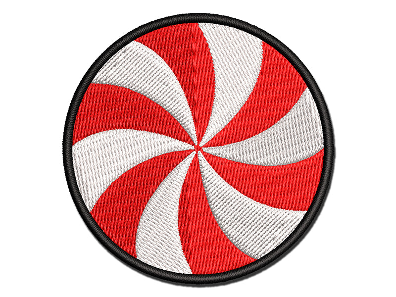 Peppermint Candy Swirl Multi-Color Embroidered Iron-On or Hook & Loop Patch Applique