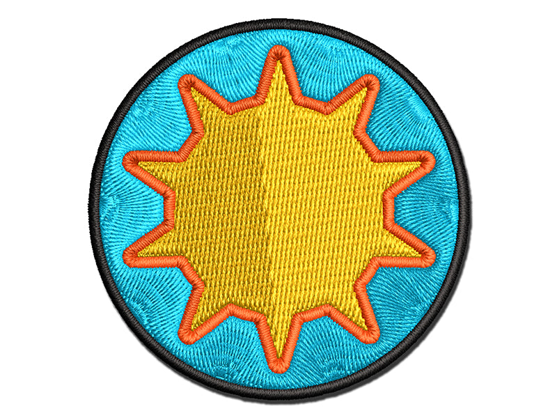 Sun Outline Multi-Color Embroidered Iron-On or Hook & Loop Patch Applique