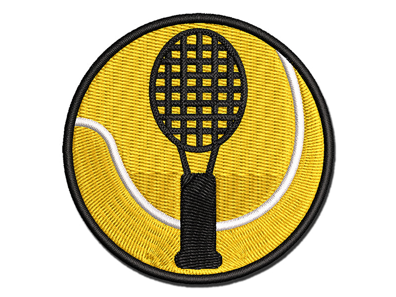 Tennis Racket Doodle Multi-Color Embroidered Iron-On or Hook & Loop Patch Applique