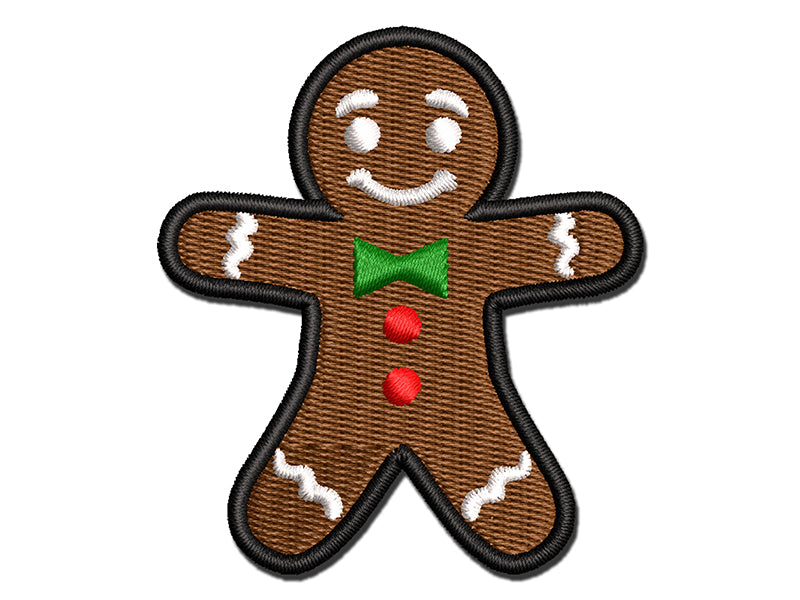 Christmas Gingerbread Man Multi-Color Embroidered Iron-On or Hook & Loop Patch Applique