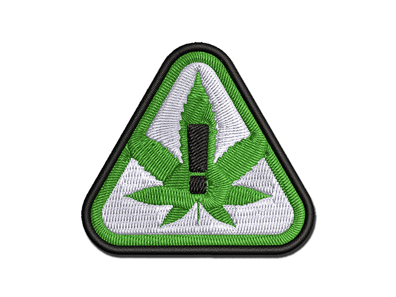 Contains Cannabis Warning Triangle Multi-Color Embroidered Iron-On or Hook & Loop Patch Applique