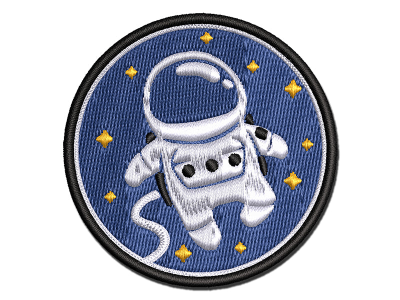 Cute Astronaut in Space with Stars Multi-Color Embroidered Iron-On or Hook & Loop Patch Applique