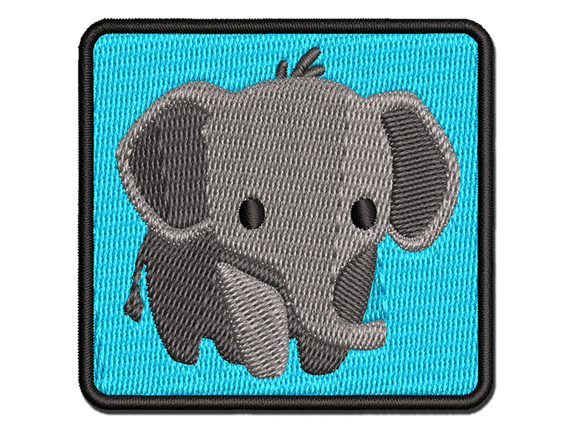 Cute Baby Elephant Multi-Color Embroidered Iron-On or Hook & Loop Patch Applique