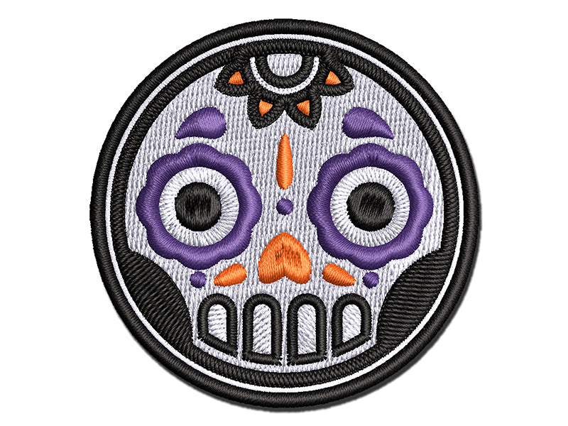 Cute Dia de los Muertos Day of Dead Sugar Skull Multi-Color Embroidered Iron-On or Hook & Loop Patch Applique