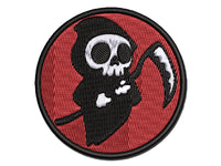 Cute Grim Reaper Death Halloween Multi-Color Embroidered Iron-On or Hook & Loop Patch Applique