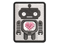 Cute Little Robot with a Heart Multi-Color Embroidered Iron-On or Hook & Loop Patch Applique