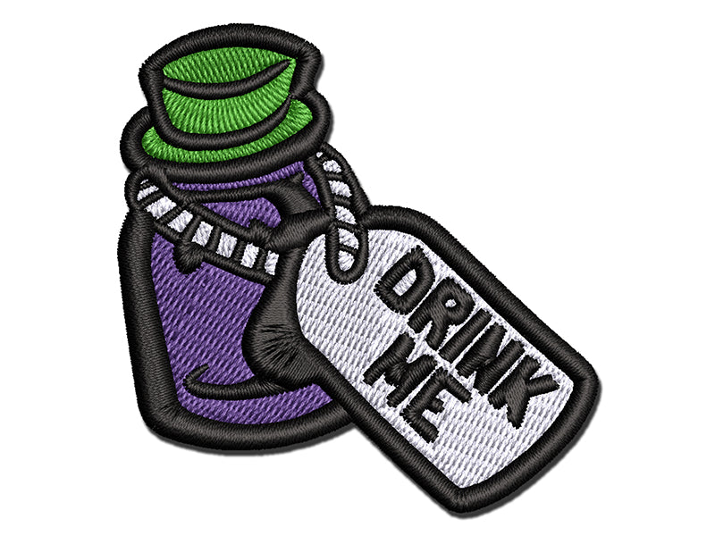 Drink Me Potion Bottle from Alice In Wonderland Multi-Color Embroidered Iron-On or Hook & Loop Patch Applique