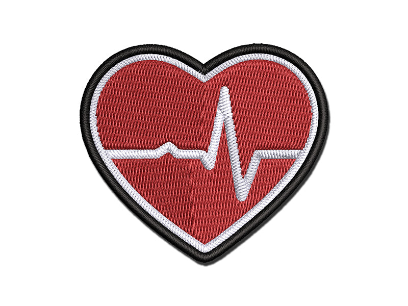 EKG Pulse Heart Beat Multi-Color Embroidered Iron-On or Hook & Loop Patch Applique