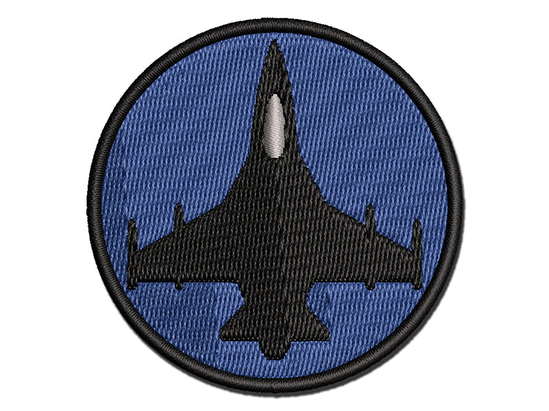 Fighter Jet Military Airplane Multi-Color Embroidered Iron-On or Hook & Loop Patch Applique