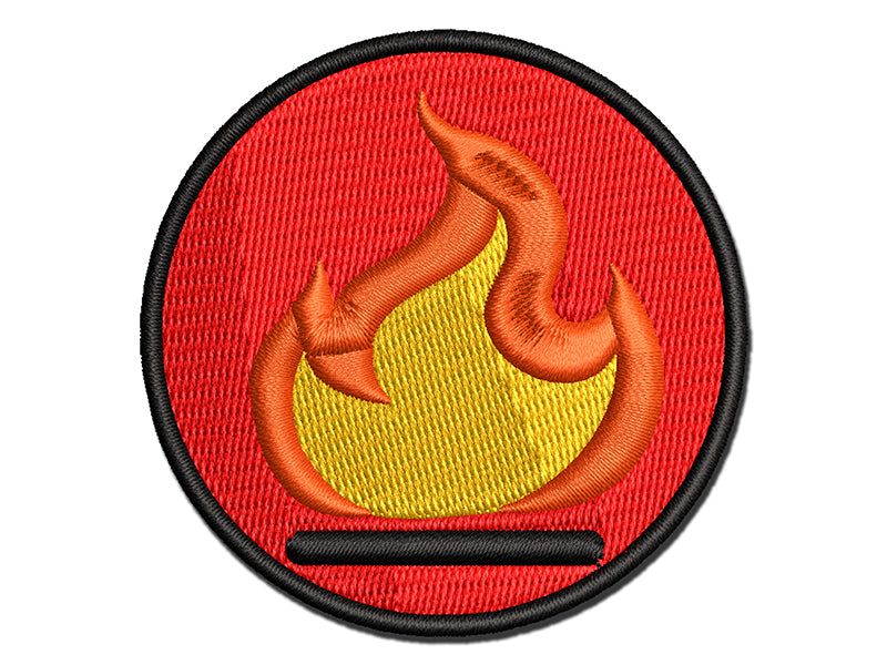 Flammable Fire Icon Multi-Color Embroidered Iron-On or Hook & Loop Patch Applique