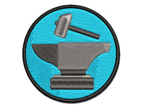 Hammer and Anvil Blacksmith Icon Multi-Color Embroidered Iron-On or Hook & Loop Patch Applique