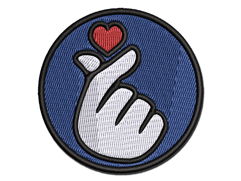 Heart Fingers Gesture of Love Multi-Color Embroidered Iron-On or Hook & Loop Patch Applique