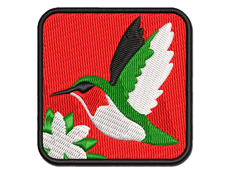 Hummingbird in Flight Multi-Color Embroidered Iron-On or Hook & Loop Patch Applique