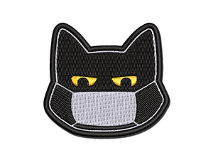 Judgmental Cat Wearing Mask Multi-Color Embroidered Iron-On or Hook & Loop Patch Applique