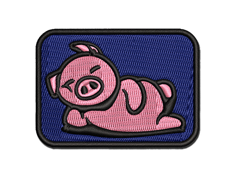 Lazy Pig Lounging Multi-Color Embroidered Iron-On or Hook & Loop Patch Applique