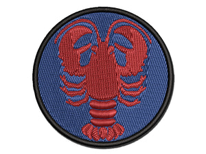 Maine Lobster Silhouette Multi-Color Embroidered Iron-On or Hook & Loop Patch Applique