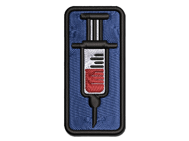 Medical Syringe Multi-Color Embroidered Iron-On or Hook & Loop Patch Applique