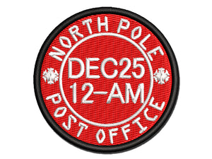 North Pole Christmas Postmark Santa Claus Mail Stamp Multi-Color Embroidered Iron-On or Hook & Loop Patch Applique