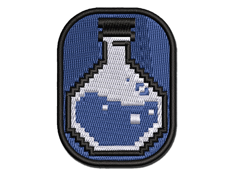 Pixel RPG Potion Health Mana Bottle Multi-Color Embroidered Iron-On or Hook & Loop Patch Applique