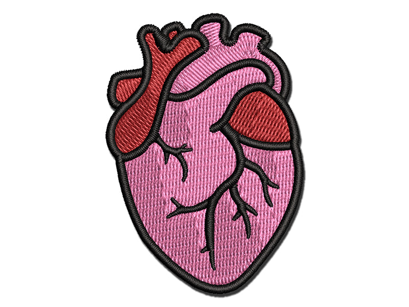 Realistic Human Heart Multi-Color Embroidered Iron-On or Hook & Loop Patch Applique
