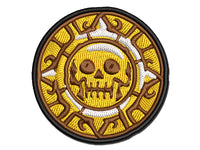 Skull Pirate Coin Multi-Color Embroidered Iron-On or Hook & Loop Patch Applique