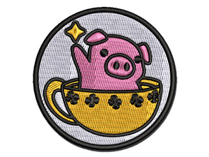 Teacup Pig Multi-Color Embroidered Iron-On or Hook & Loop Patch Applique