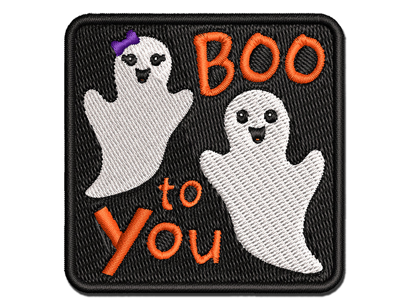 Ghosts Boo To You Halloween Multi-Color Embroidered Iron-On or Hook & Loop Patch Applique