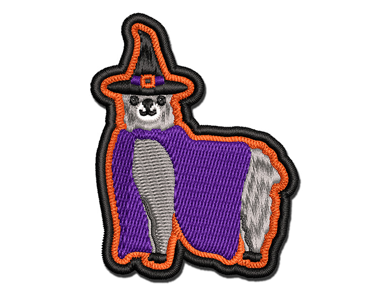 Halloween Llama Alpaca Witch Multi-Color Embroidered Iron-On or Hook & Loop Patch Applique