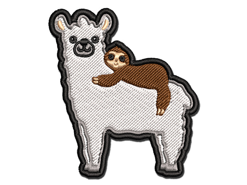 Llama and Sloth Best Friends Alpaca Multi-Color Embroidered Iron-On or Hook & Loop Patch Applique