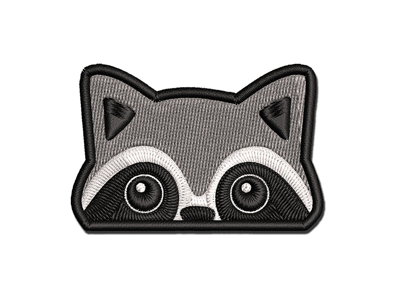 Peeking Raccoon Multi-Color Embroidered Iron-On or Hook & Loop Patch Applique
