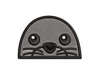 Peeking Seal Multi-Color Embroidered Iron-On or Hook & Loop Patch Applique