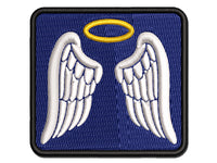 Angel Wings with Halo Multi-Color Embroidered Iron-On or Hook & Loop Patch Applique