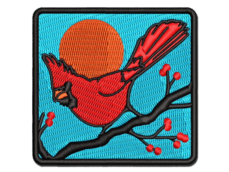 Captivating Northern Cardinal Bird Multi-Color Embroidered Iron-On or Hook & Loop Patch Applique