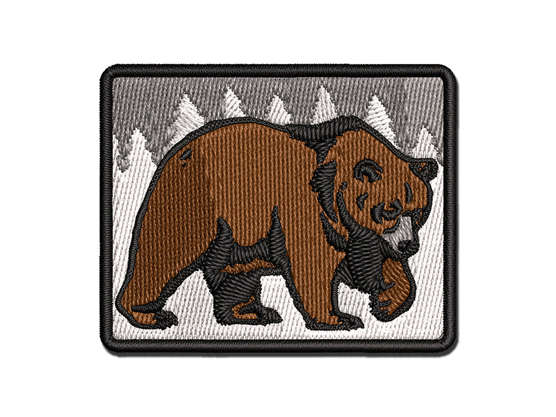 Curious Grizzly Bear Multi-Color Embroidered Iron-On or Hook & Loop Patch Applique