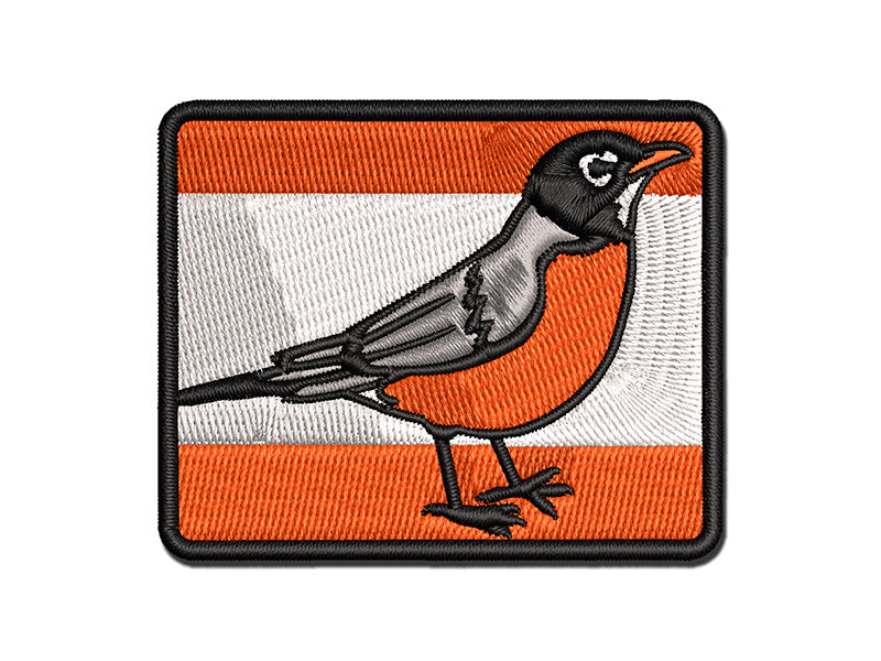 Delightful American Robin Bird Multi-Color Embroidered Iron-On or Hook & Loop Patch Applique