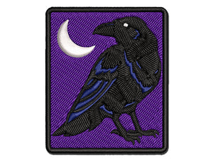 Elegant Black Raven Multi-Color Embroidered Iron-On or Hook & Loop Patch Applique