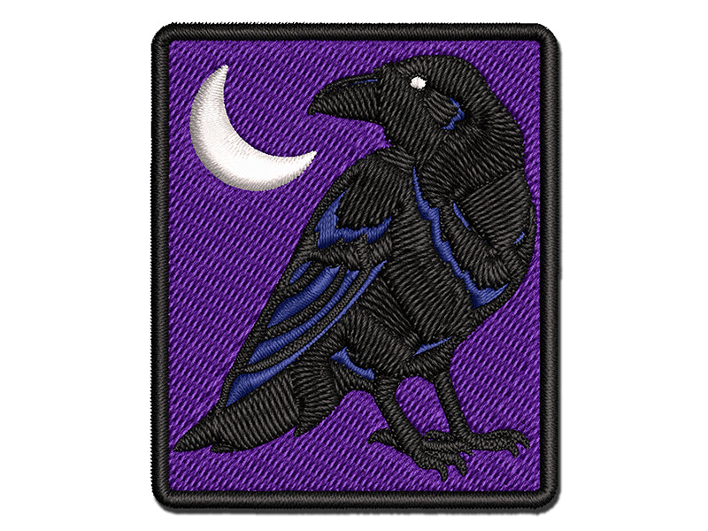 Elegant Black Raven Multi-Color Embroidered Iron-On or Hook & Loop Patch Applique