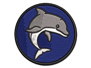 Friendly Bottlenose Dolphin Multi-Color Embroidered Iron-On or Hook & Loop Patch Applique