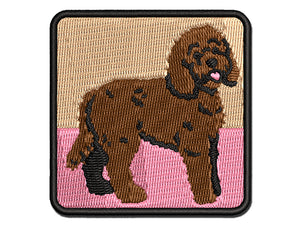 Friendly Labradoodle Pet Dog Multi-Color Embroidered Iron-On or Hook & Loop Patch Applique