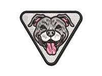 Happy Pit Bull Face Multi-Color Embroidered Iron-On or Hook & Loop Patch Applique