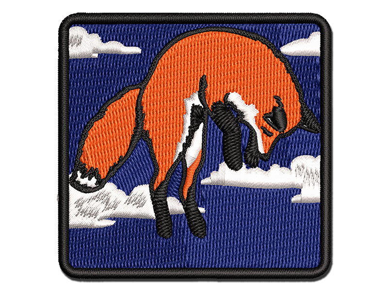 Jumping Leaping Fox Multi-Color Embroidered Iron-On or Hook & Loop Patch Applique