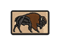 Majestic American Bison Buffalo Multi-Color Embroidered Iron-On or Hook & Loop Patch Applique