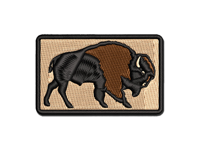 Majestic American Bison Buffalo Multi-Color Embroidered Iron-On or Hook & Loop Patch Applique