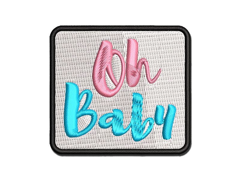 Oh Baby Script Shower Pregnancy Multi-Color Embroidered Iron-On or Hook & Loop Patch Applique